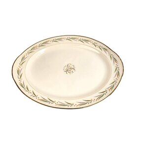 Eggshell Nautilus Autumn Oval Serving Platter Gold Trim 11.5 x 9 inch Fine China